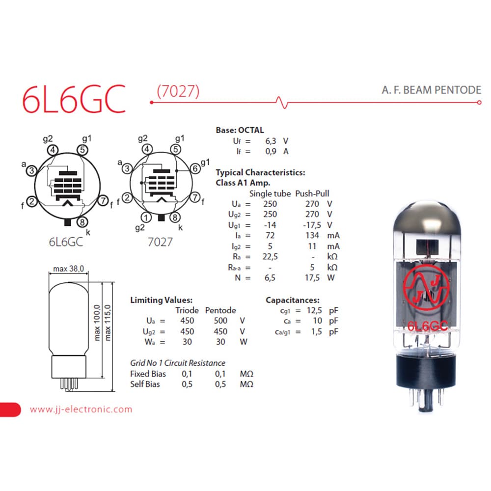 アンプ JJ 6L6GC 6l6 Válvula JJ Electronic 6L6 GC - QUARTETO CASADO :: JPM Guitar Shop