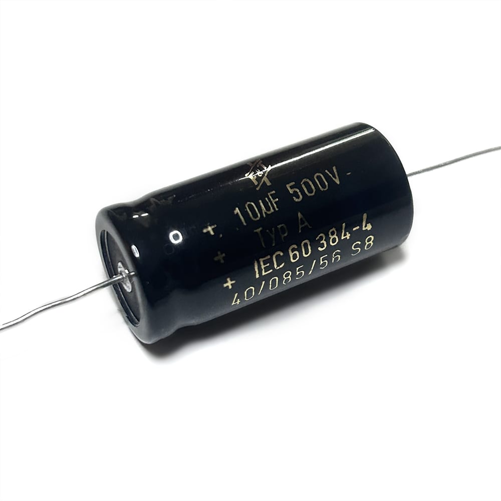 Capacitor Eletrolítico Axial F&T - 500V - 10 µF - para amplificadores