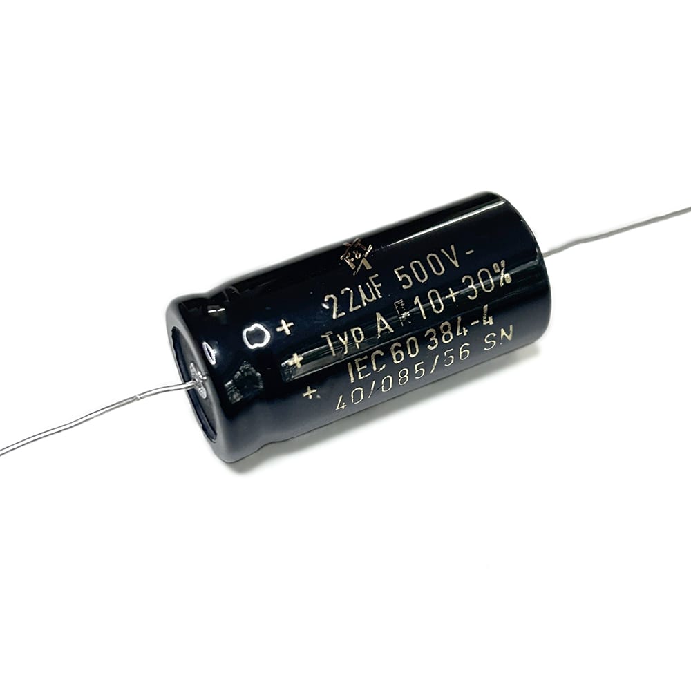 Capacitor Eletrolítico Axial F&T - 500V - 22 µF - para Amplificadores