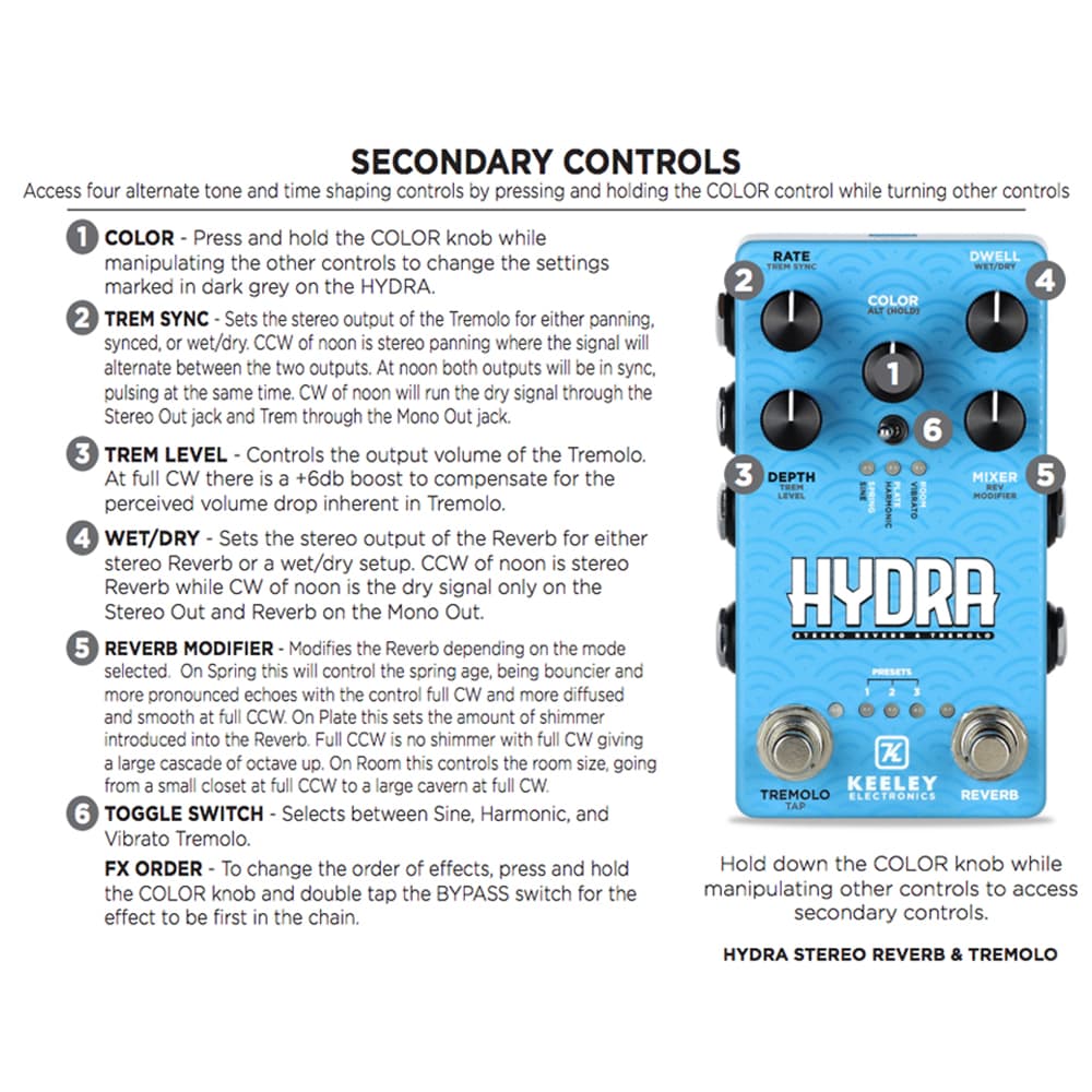 KEELEY HYDRA リバーブ エフェクター keeley HYDRA Stereo Reverb & Tremolo 【KeeleyオリジナルT