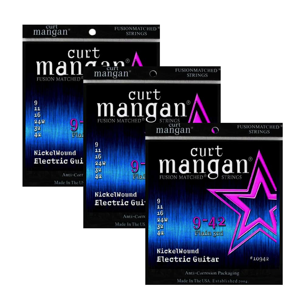 Pack 3 jogos Curt Mangan Guitarra Nickelwound 09-42