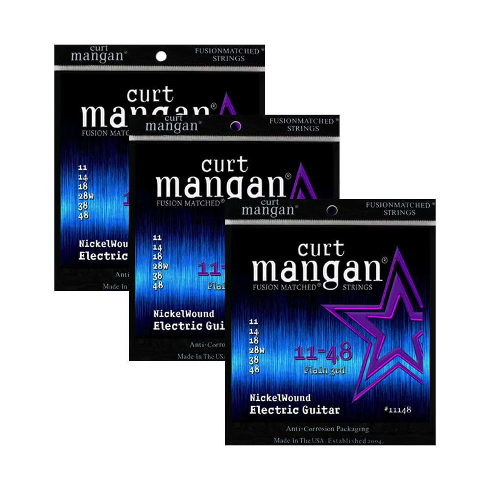 Pack 3 jogos Curt Mangan Guitarra Nickelwound 11-48