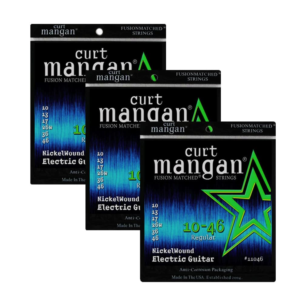 Pack 3 jogos Curt Mangan Guitarra Nickelwound 10-46