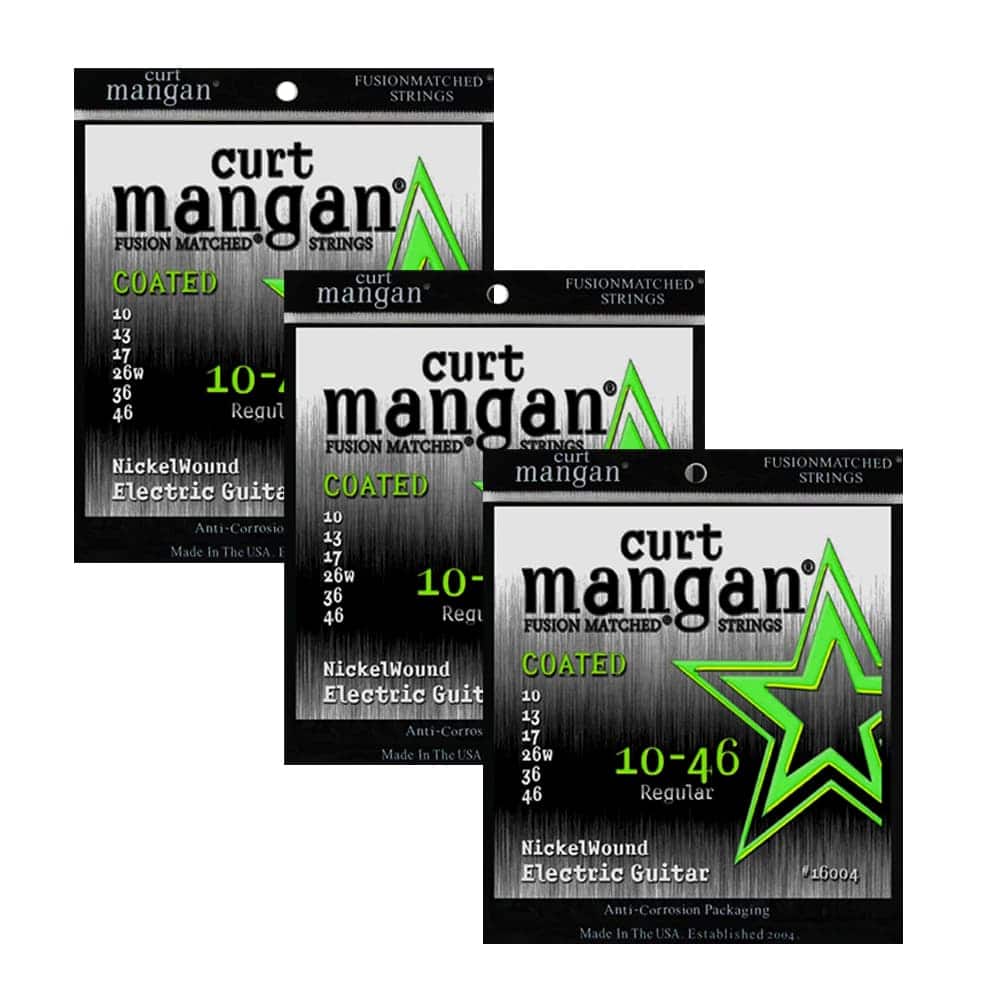Pack 3 jogos Curt Mangan Guitarra COATED 10-46