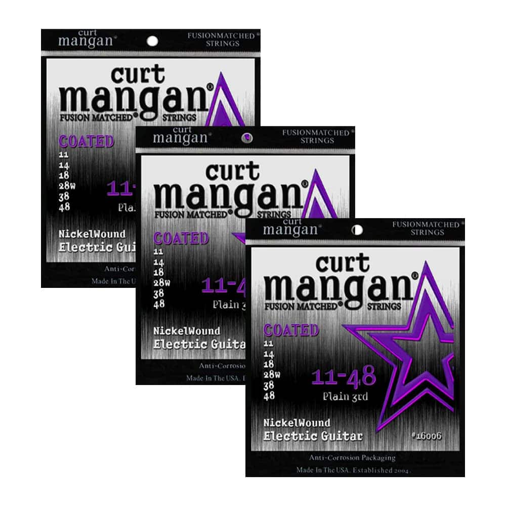 Pack 3 jogos Curt Mangan Guitarra COATED 11-48